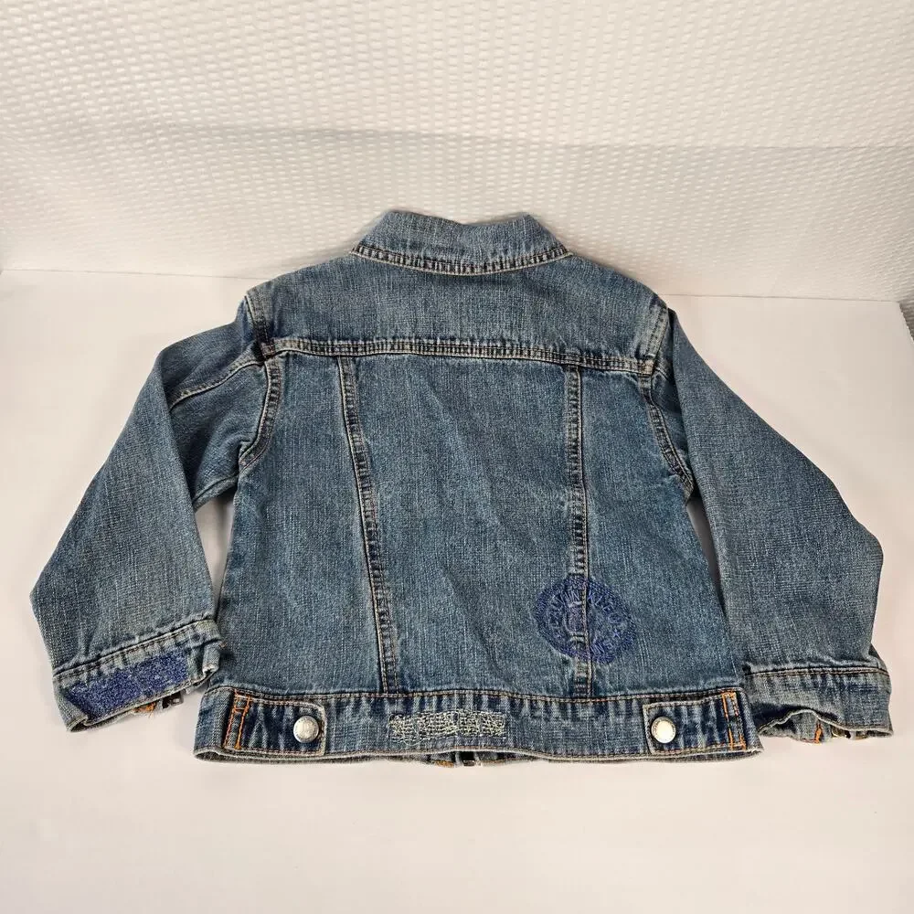 Calvin Klein Child Denim Trucker Jacket Contrast Orange Stitching Size 4/5